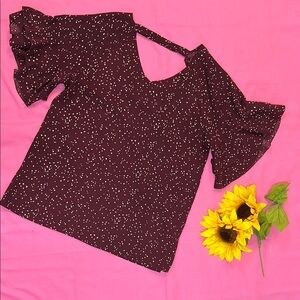 Women's Burgundy Polka Dot Top